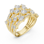Load image into Gallery viewer, Golden Crown Multi-Row Diamond Cocktail Ring
