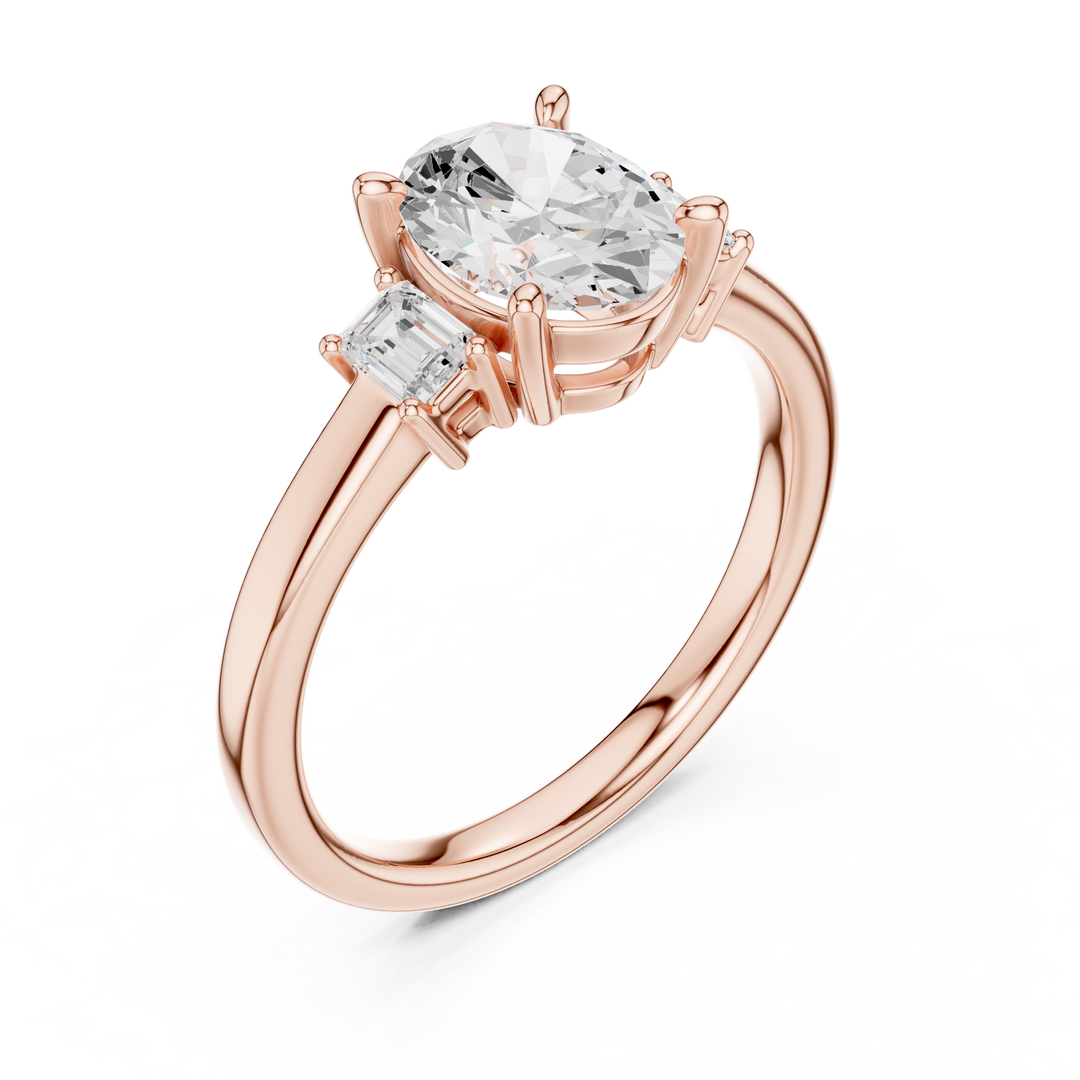 Marquette Oval Three-Stone Diamond Ring