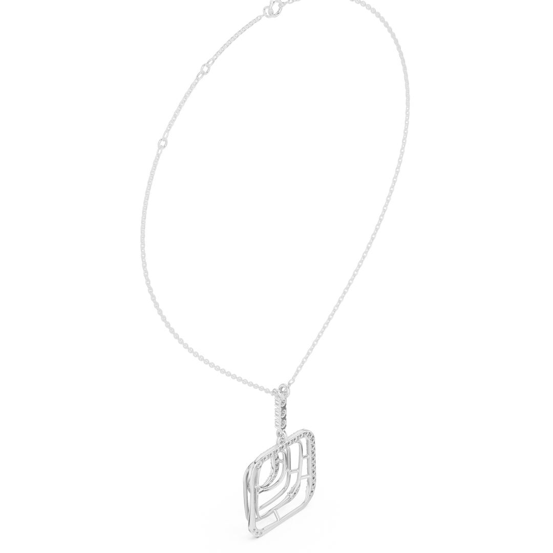 Square Spiral Pendant Necklace — 0.47ct