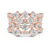 Golden Crown Multi-Row Diamond Cocktail Ring