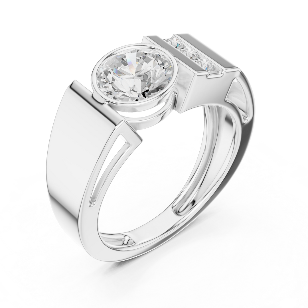 Channel Shoulder Mens Ring — 1.21ct