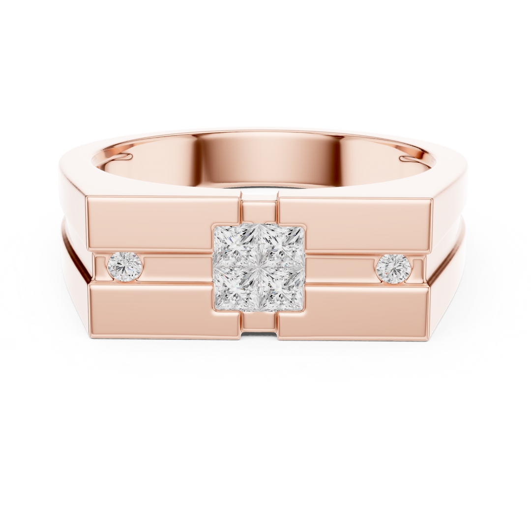 Geometric Cluster Mens Ring — 0.22ct