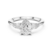 Cascade Pear Three-Stone Diamond Ring