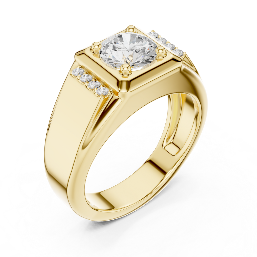 Diamond Signet Mens Ring — 1.08ct
