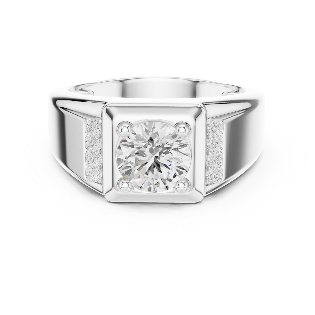 Diamond Signet Mens Ring — 1.08ct