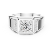 Diamond Signet Mens Ring — 1.08ct