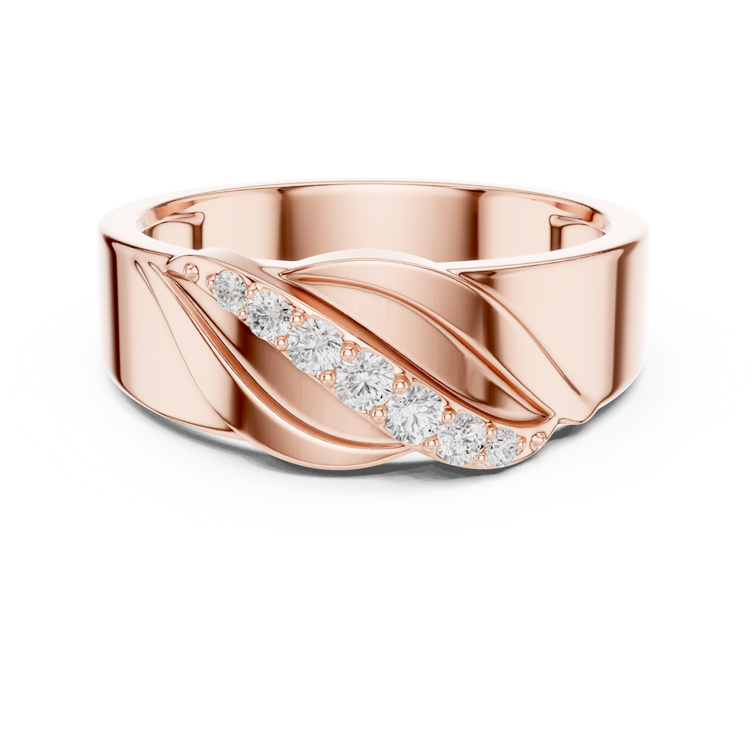 Graduated Diagonal Mens Ring — 0.14ct