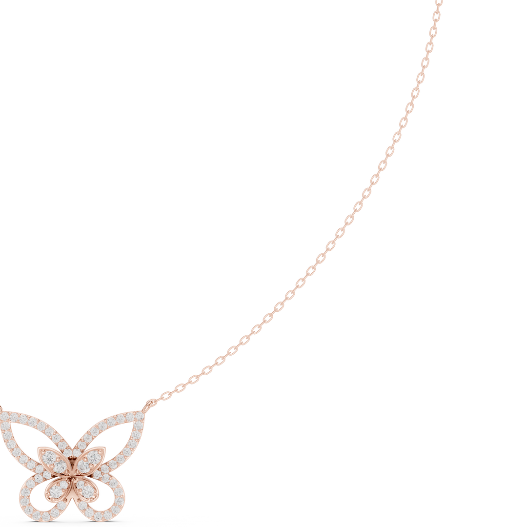Diamond Butterfly Pendant Necklace — 0.73ct