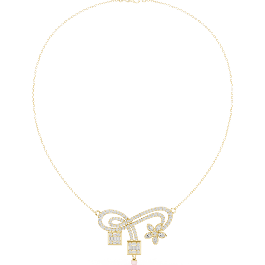 Ornate Scroll Floral Necklace — 3.01ct
