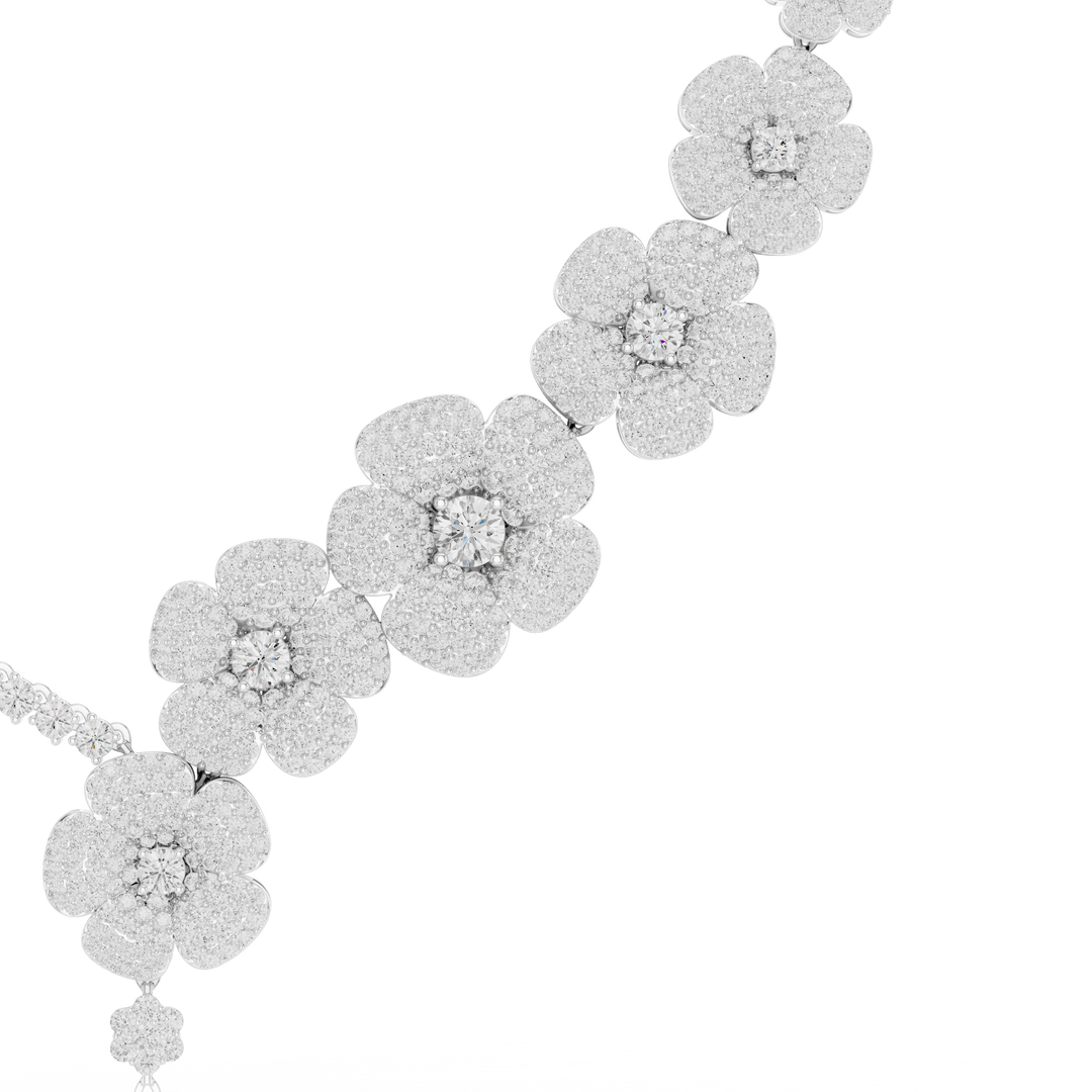 Grand Floral Statement Necklace — 18.60ct
