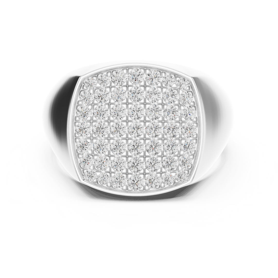 Grid Signet Mens Ring — 0.70ct