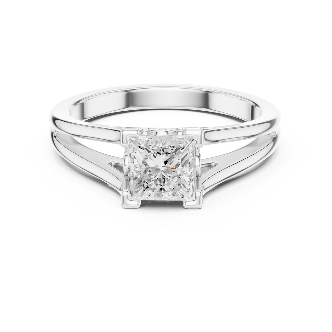 Classic 1.00ct Princess Cut Diamond Solitaire Ring