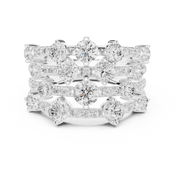 Golden Crown Multi-Row Diamond Cocktail Ring