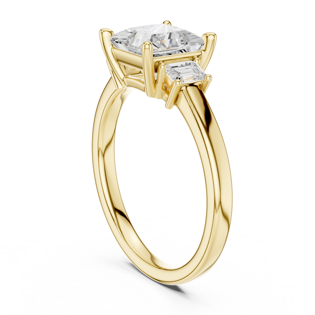 Royale Princess Cut Three-Stone Diamond Engagement Ring