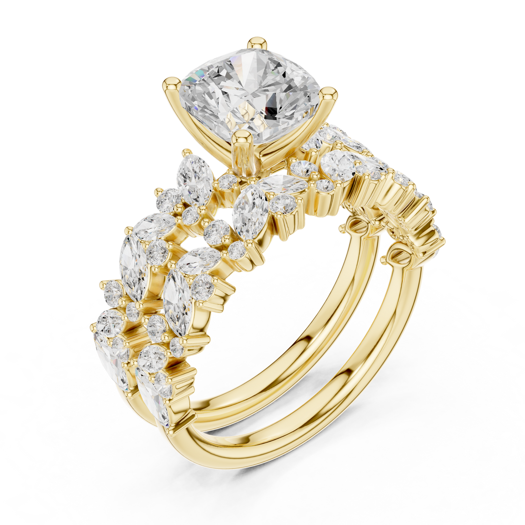 Baroque 1.73ct Cushion Cut Diamond Ring