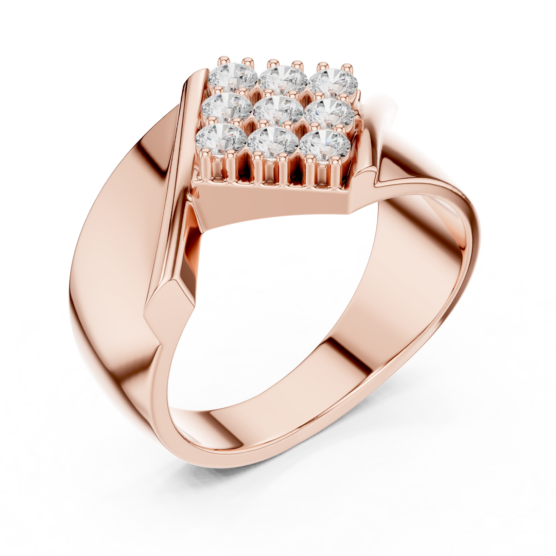Collet Grid Signet Mens Ring — 0.45ct