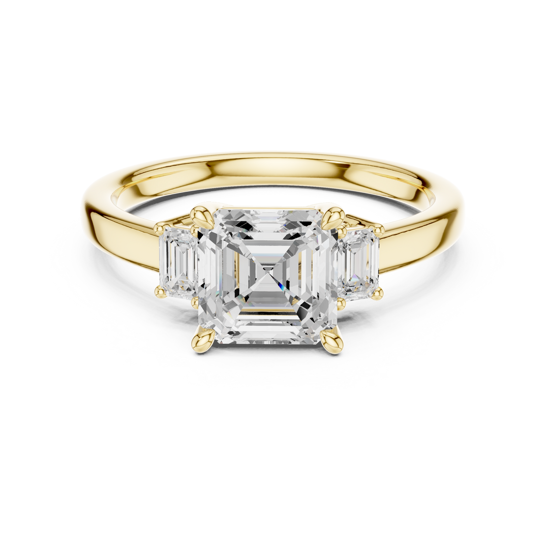 Versailles Asscher Three-Stone Diamond Ring