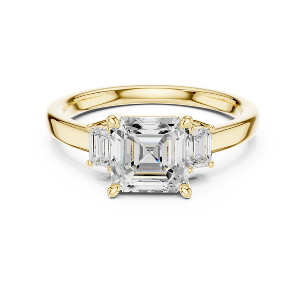 Versailles Asscher Three-Stone Diamond Ring