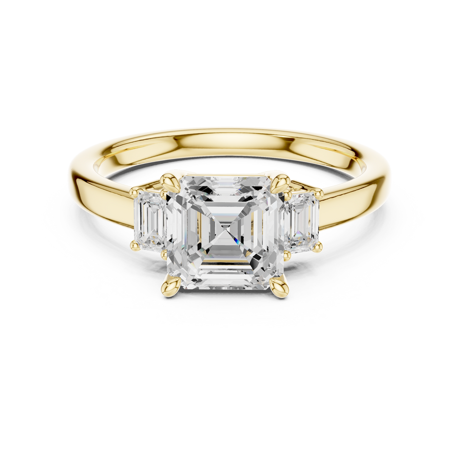 Versailles Asscher Three-Stone Diamond Ring