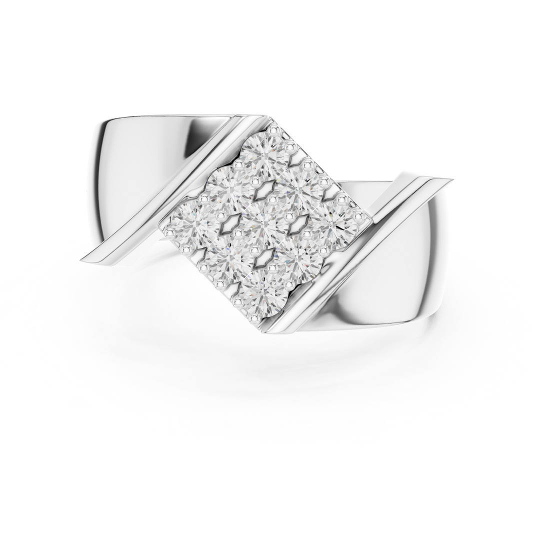 Collet Grid Signet Mens Ring — 0.45ct