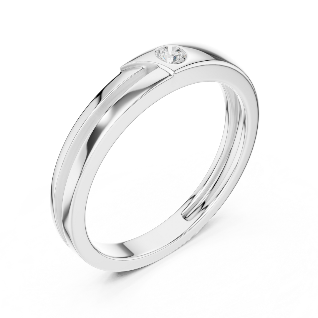 Flush Solitaire Mens Ring — 0.07ct