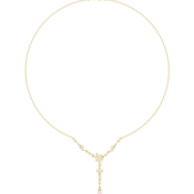 Floral Y-Drop Pearl Necklace — 0.39ct