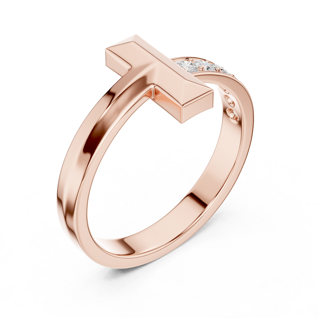 Cross Bar Mens Ring — 0.21ct
