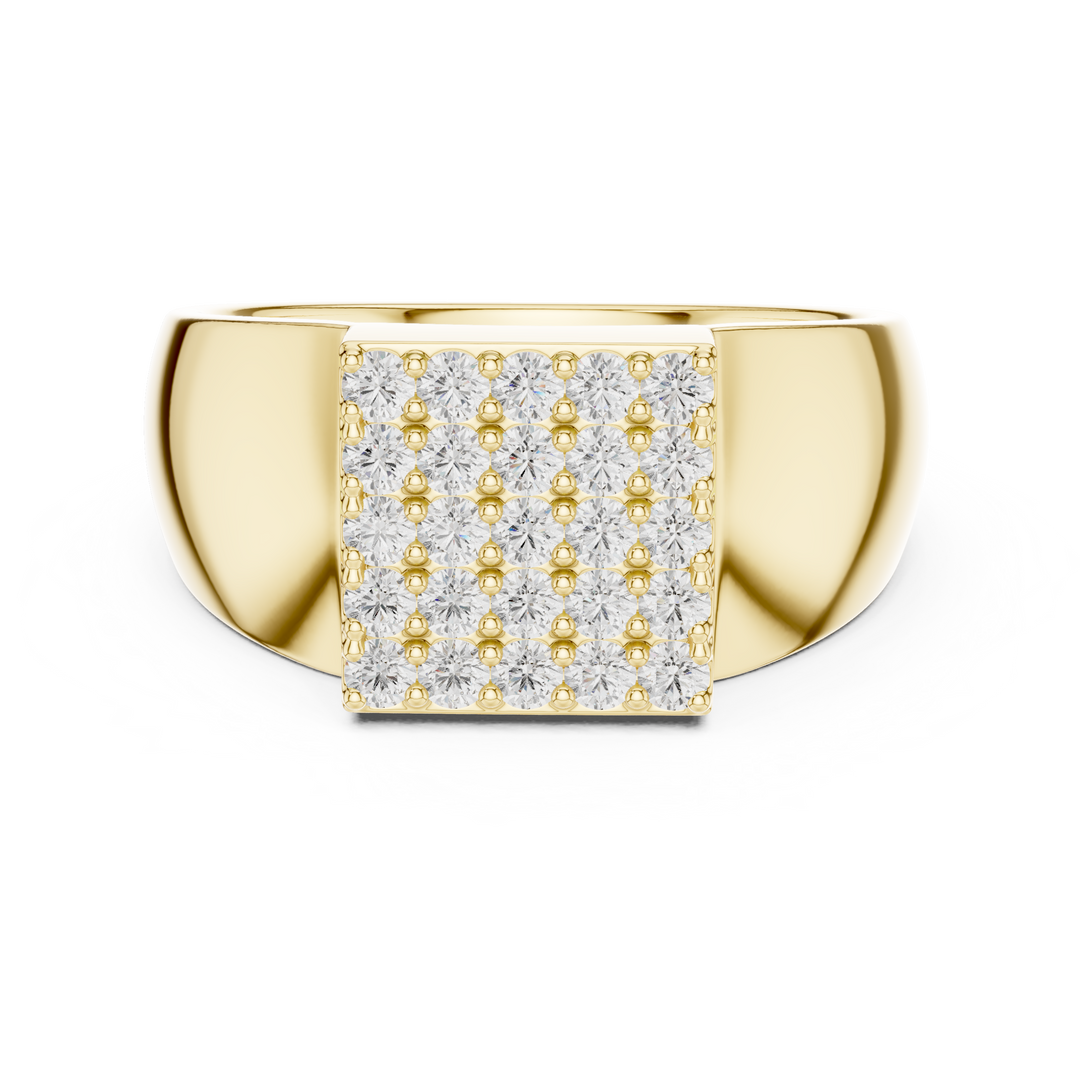 Rectangular Pavé Signet Mens Ring — 0.45ct