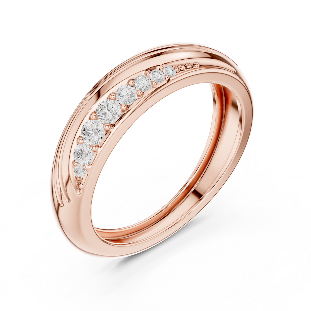 Wave Band Mens Ring — 0.14ct