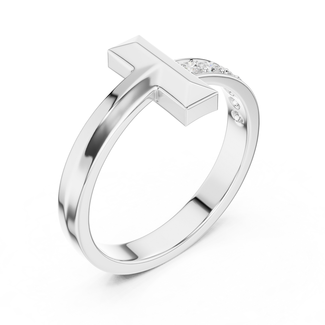 Cross Bar Mens Ring — 0.21ct