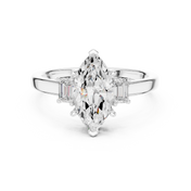 Celestia Marquise Three-Stone Diamond Engagement Ring