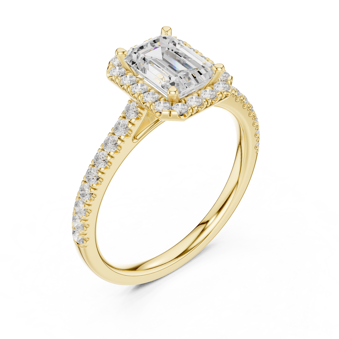 Solitaire Emerald Cut Diamond Accent Ring