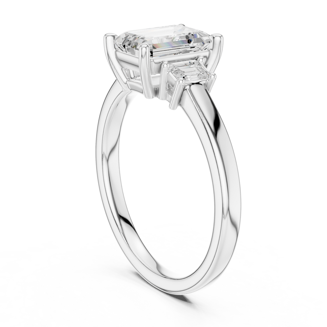 Élégance Emerald Three-Stone Diamond Ring