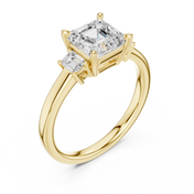 Versailles Asscher Three-Stone Diamond Ring