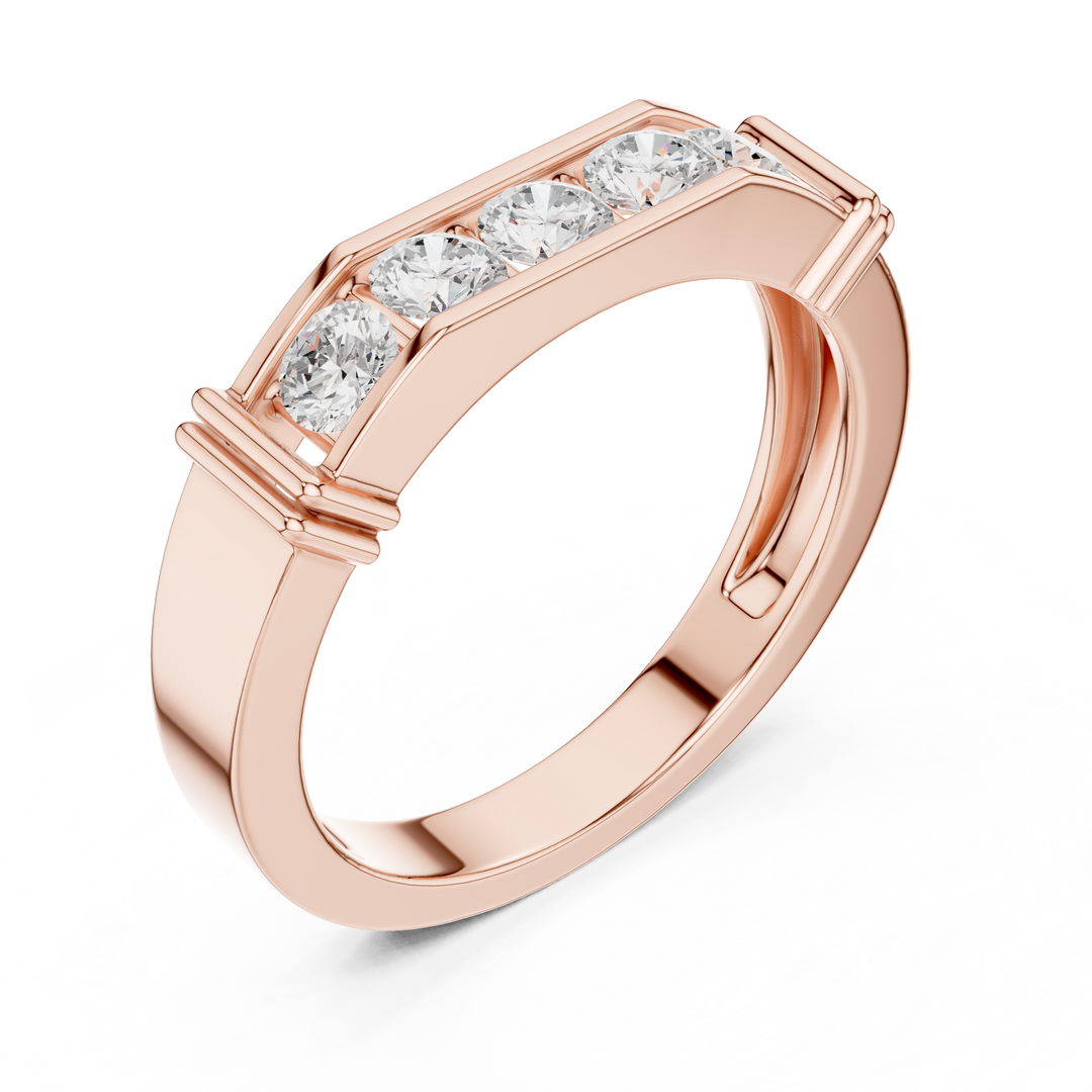 Five Stone Bar Mens Ring — 0.55ct