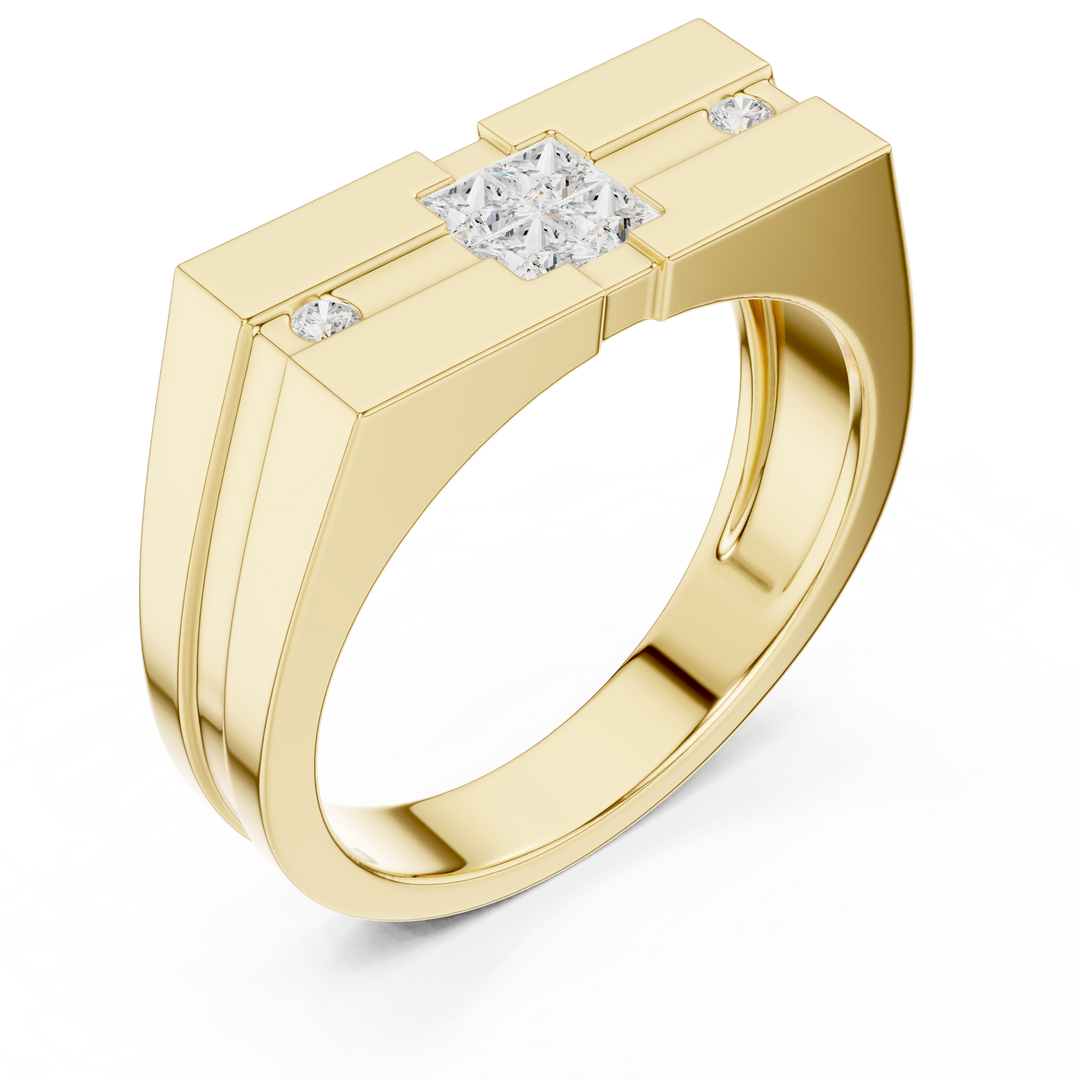 Geometric Cluster Mens Ring — 0.22ct