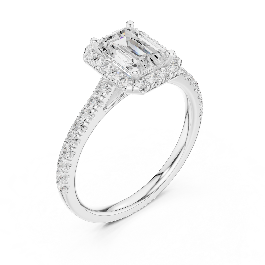 Solitaire Emerald Cut Diamond Accent Ring