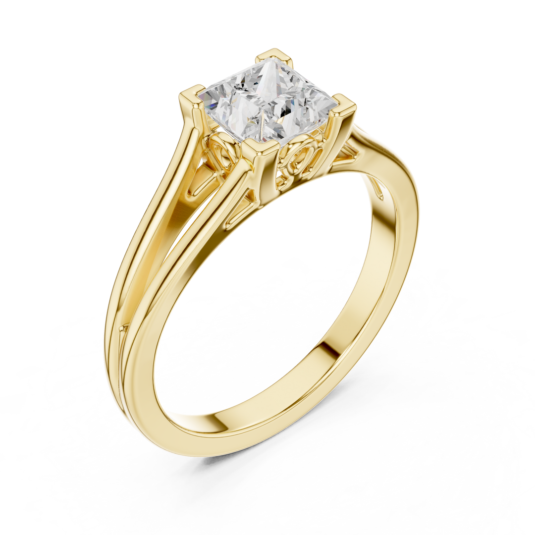 Classic 1.00ct Princess Cut Diamond Solitaire Ring