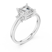 Versailles Asscher Three-Stone Diamond Ring