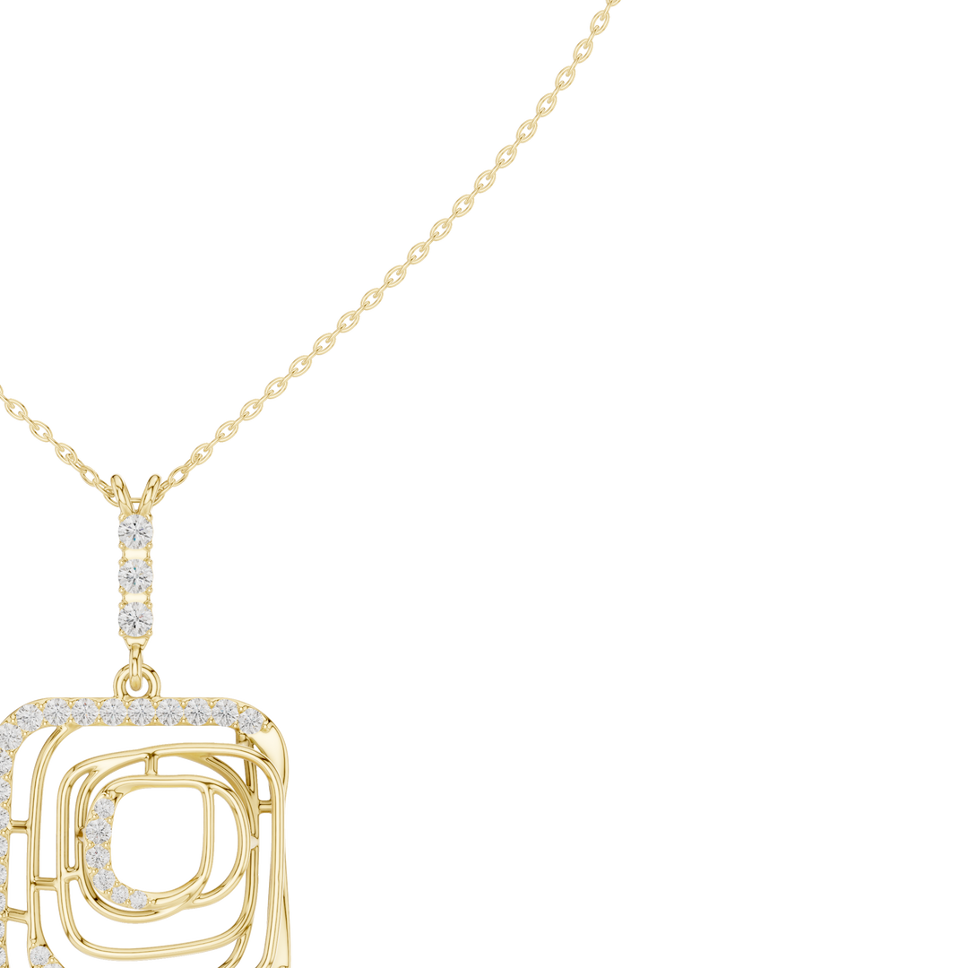 Square Spiral Pendant Necklace — 0.47ct