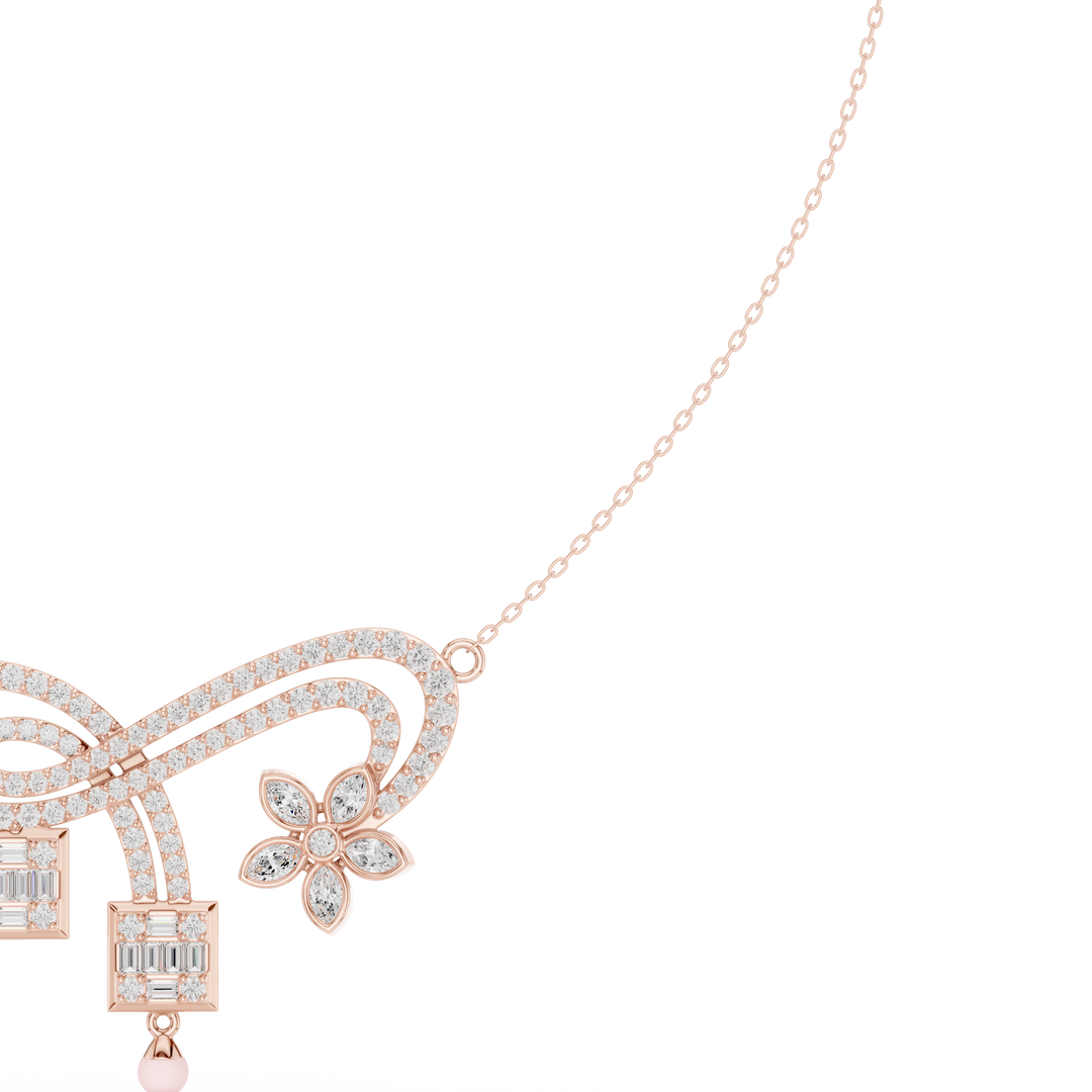 Ornate Scroll Floral Necklace — 3.01ct