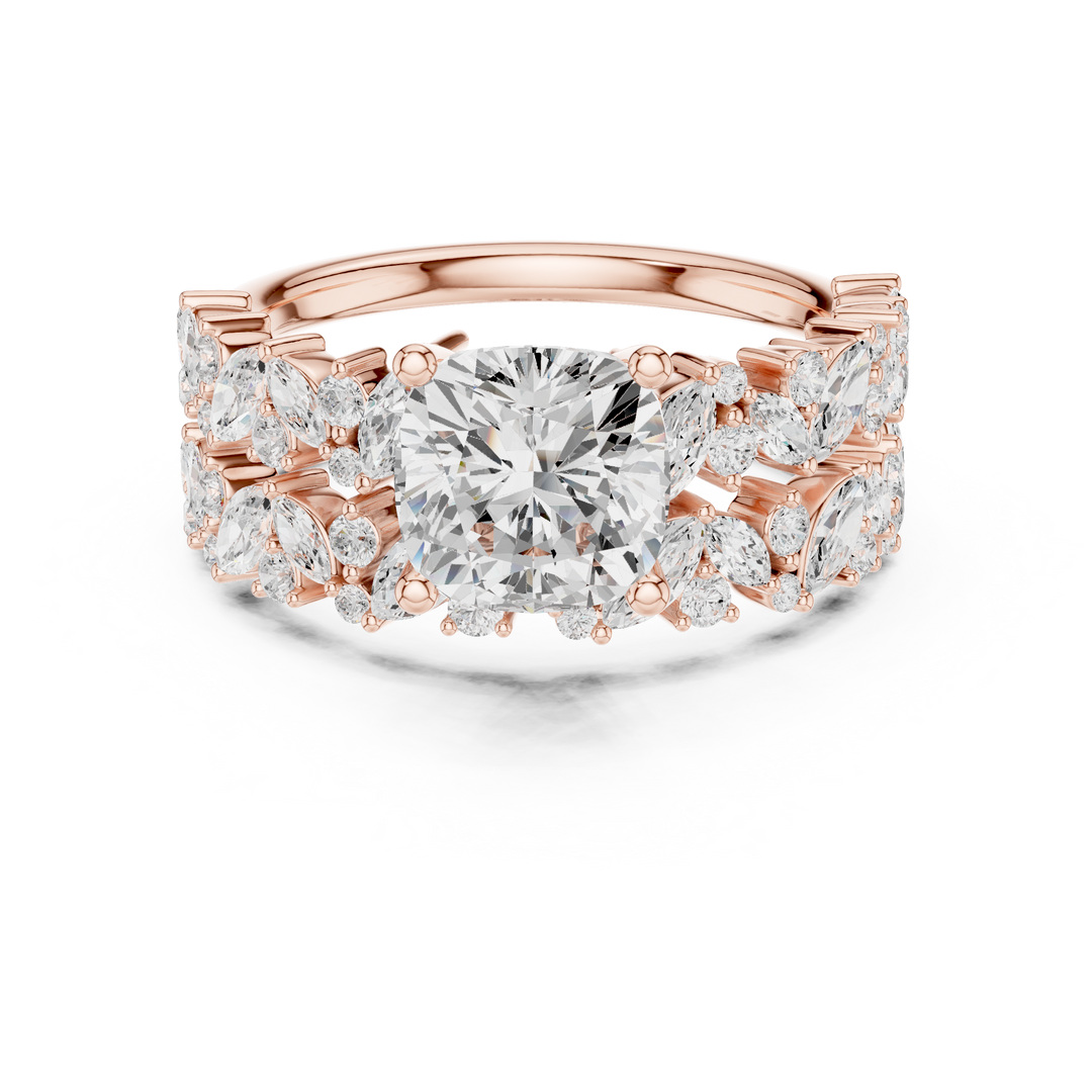 Baroque 1.73ct Cushion Cut Diamond Ring