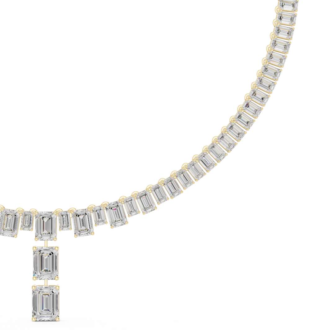 Graduated Emerald-Cut Tennis Necklace — 33.30ct