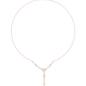 Floral Y-Drop Pearl Necklace — 0.39ct