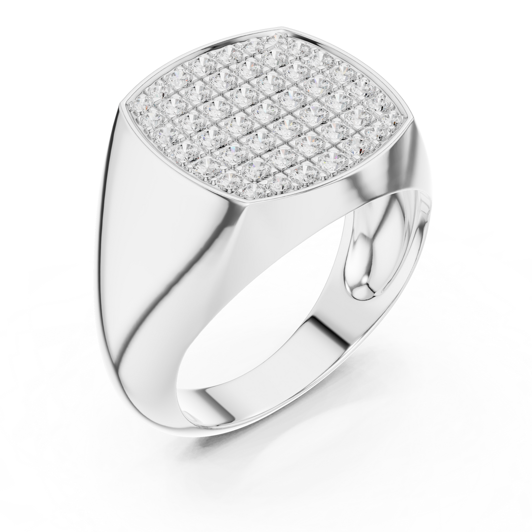 Grid Signet Mens Ring — 0.70ct