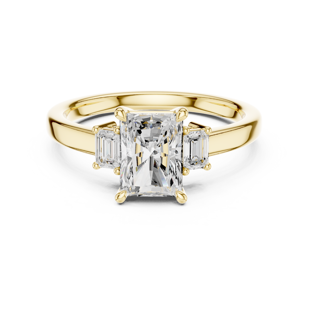 Dualité 1.50ct Radiant Diamond Ring with Emerald Accents