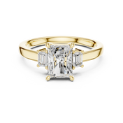 Dualité 1.50ct Radiant Diamond Ring with Emerald Accents