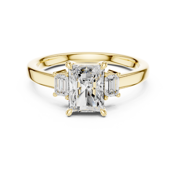 Dualité 1.50ct Radiant Diamond Ring with Emerald Accents