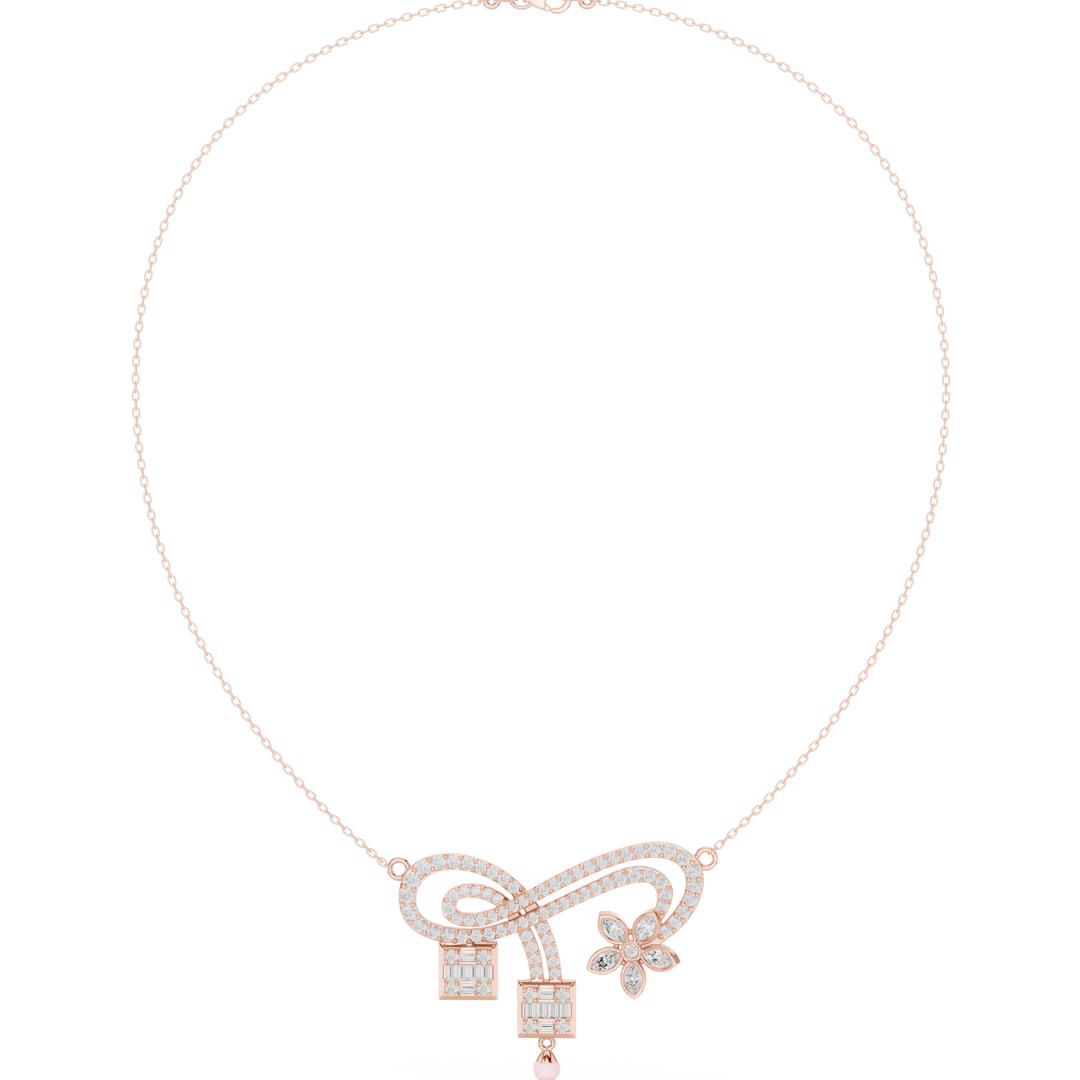 Ornate Scroll Floral Necklace — 3.01ct