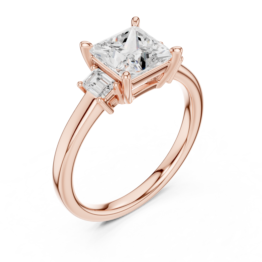 Royale Princess Cut Three-Stone Diamond Engagement Ring